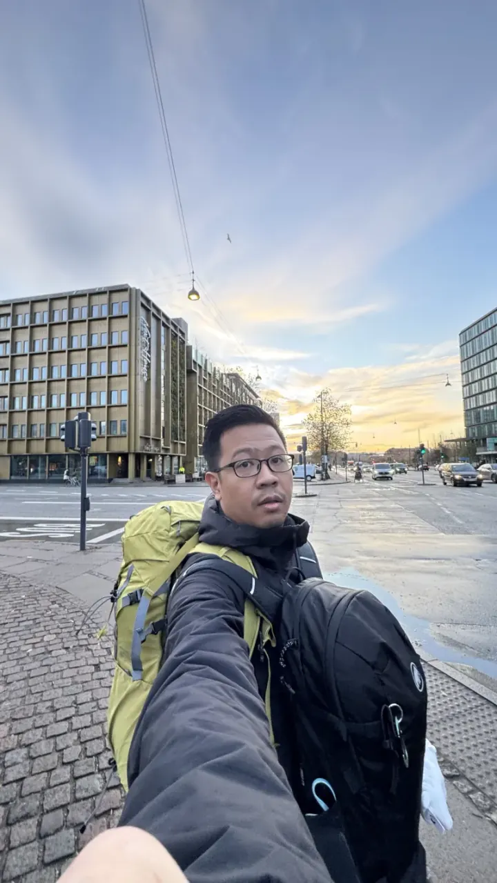 Golden hour in a European city