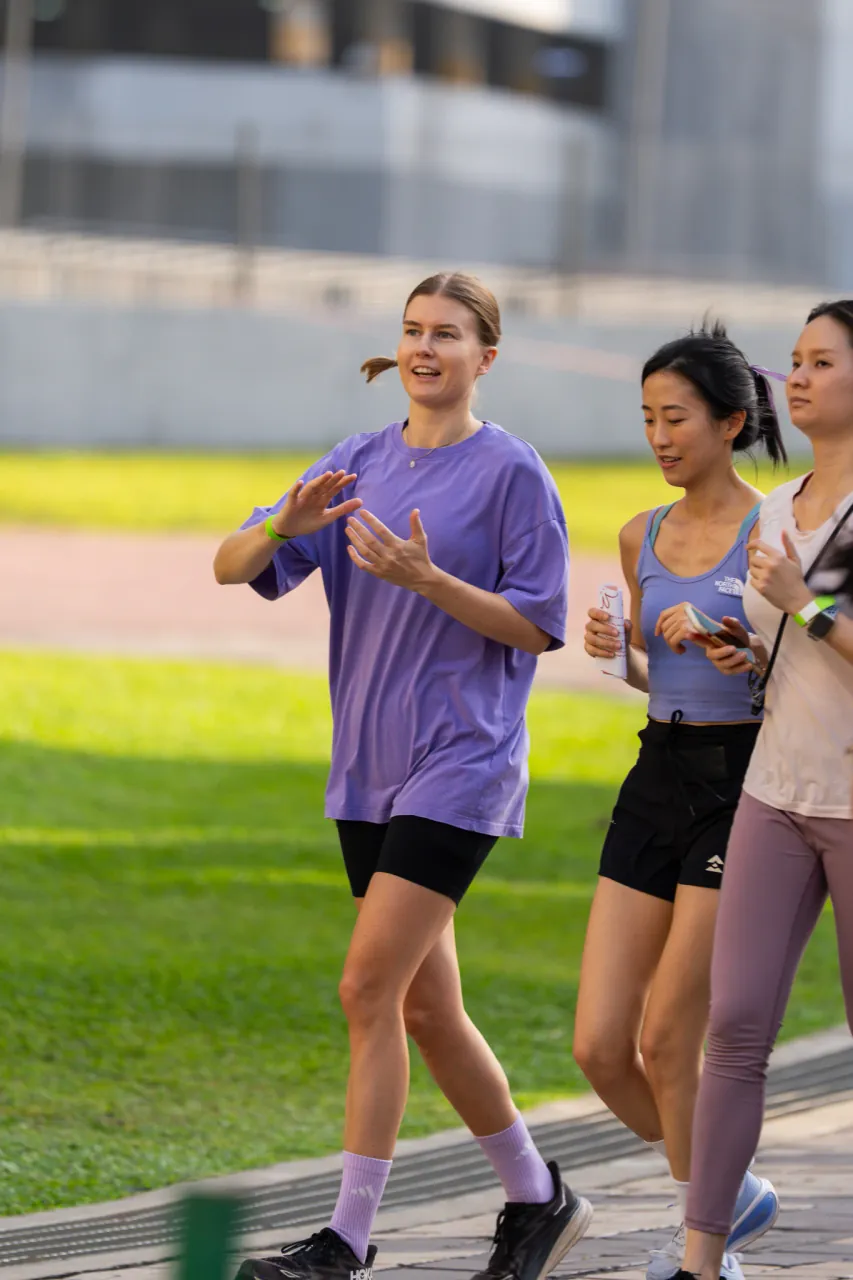 Group walk along the track